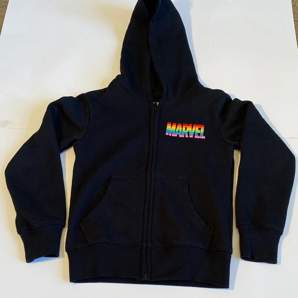 Marvel Kids Black Full Zip Hoodie. Size XS